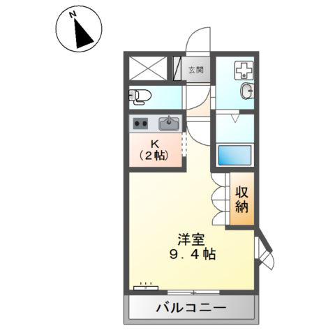アクアサイドA(1K/1階)の間取り写真