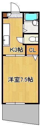 プランドール(1K/1階)の間取り写真
