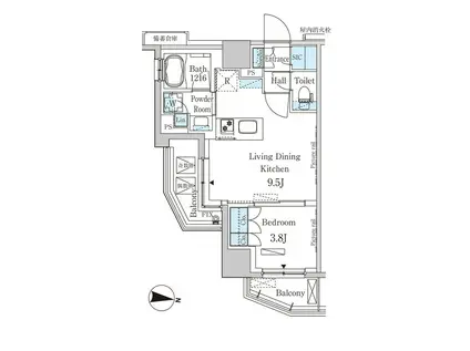 パークアクシス木場キャナル ウエスト(1LDK/5階)の間取り写真