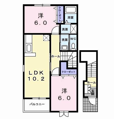 サンリット I(2LDK/2階)の間取り写真