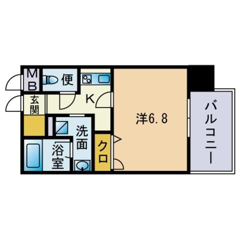エンクレスト博多MATE(1K/12階)の間取り写真