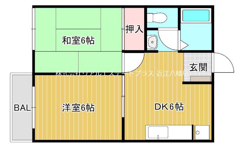 ディアコート(2DK/2階)の間取り写真