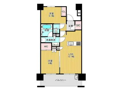 アトラス熊本呉服町(2LDK/13階)の間取り写真