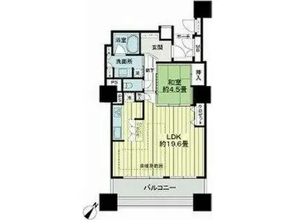 キングスクエアランドレックス C棟(1LDK/18階)の間取り写真