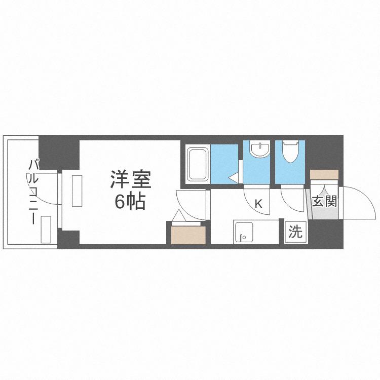 プレサンス松屋町ヴィゴラス(1K/7階)の間取り写真