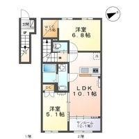 PLAINE掛尾(2LDK/1階)の間取り写真