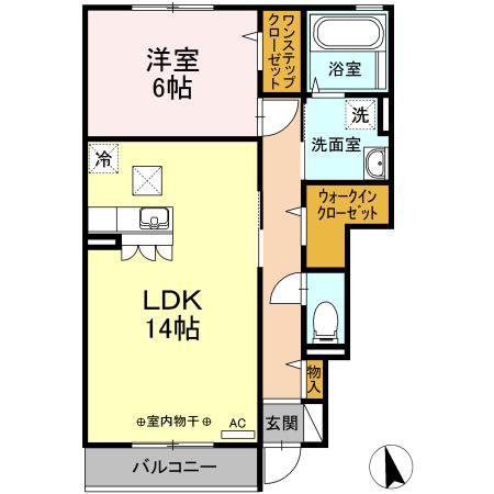 ウイングコート(1LDK/1階)の間取り写真