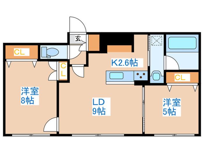 デイズ発寒南(2LDK/1階)の間取り写真