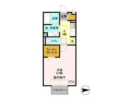 プレシャス育英(1K/1階)の間取り写真