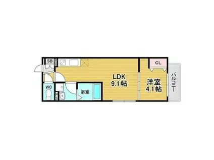 TEKO長瀬(1LDK/1階)の間取り写真