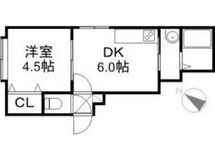 グランデルシャン(1DK/1階)の間取り写真