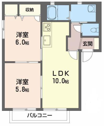 GRACEFUL KAWAUCHI I(2LDK/1階)の間取り写真