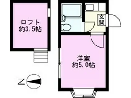 プラザ・ドゥ・ハーモニア(1K/2階)の間取り写真