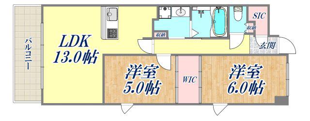 LIVECASA西宮(2LDK/5階)の間取り写真