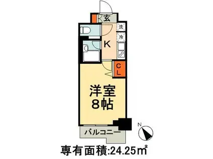 パークアクシス千葉(1K/10階)の間取り写真