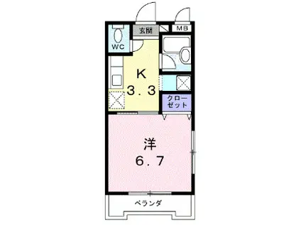 八坂マンション(1K/2階)の間取り写真