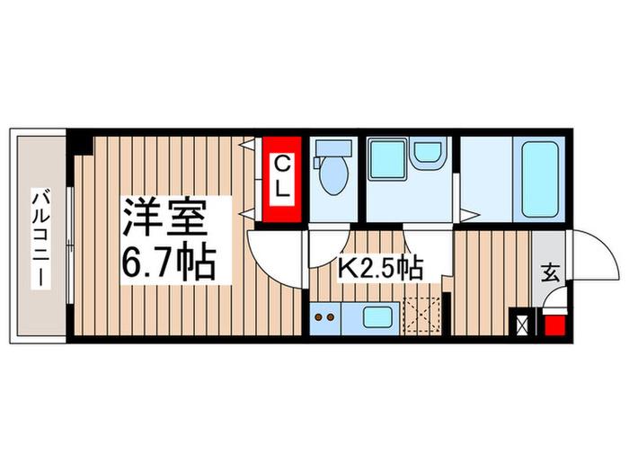 ジーメゾン狭山水野ブランカ(1K/1階)の間取り写真