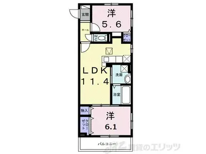 HILL COURT 水無瀬(2LDK/1階)の間取り写真
