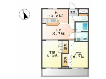 オベルジーヌ(2LDK/1階)の間取り写真