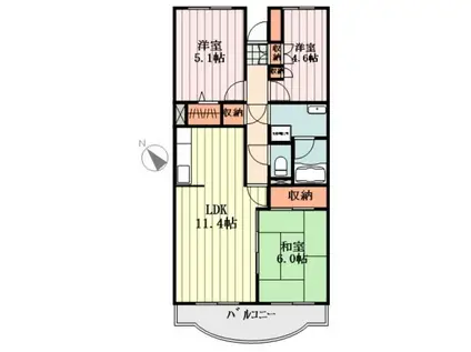 ハイクレスト(3LDK/2階)の間取り写真