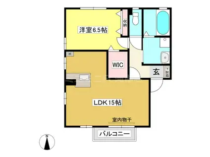 ローズコート鞍A(1LDK/2階)の間取り写真