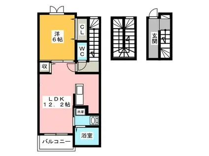 メゾンジャストA(1LDK/3階)の間取り写真