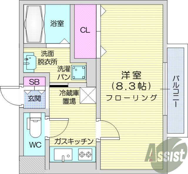 パルレーヴ(1K/1階)の間取り写真