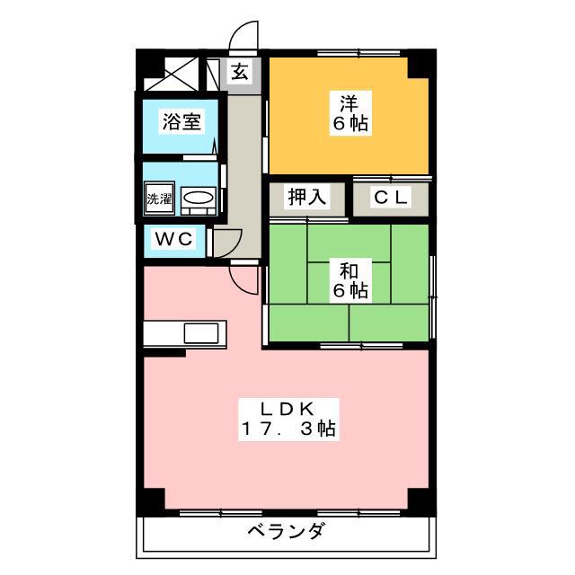 グラード(2LDK/3階)の間取り写真