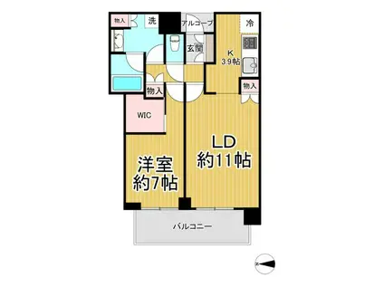 ジオタワー宝塚グランレジス 南棟(1LDK/5階)の間取り写真