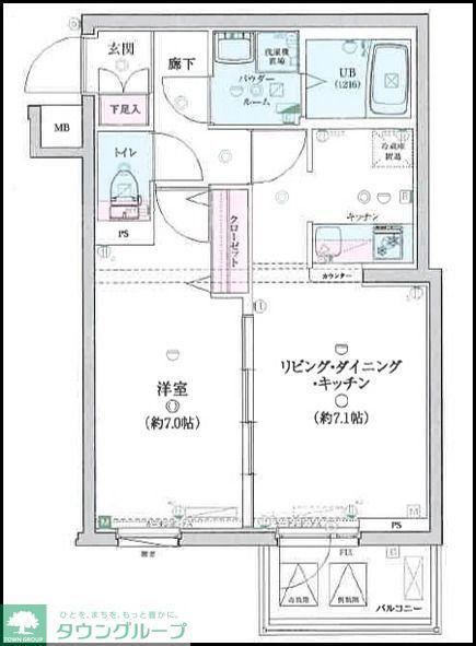 ジェノヴィア桜上水スカイガーデン(1LDK/5階)の間取り写真