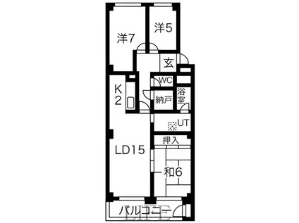 澄川ハイム2号棟(3LDK/2階)の間取り写真
