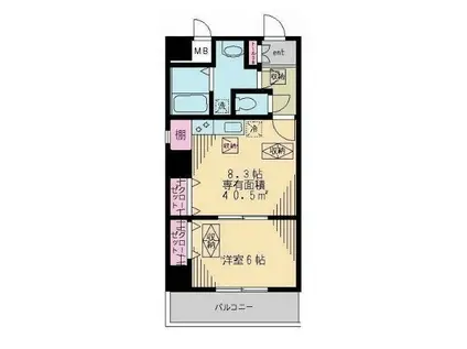 リベア東神田(1LDK/4階)の間取り写真