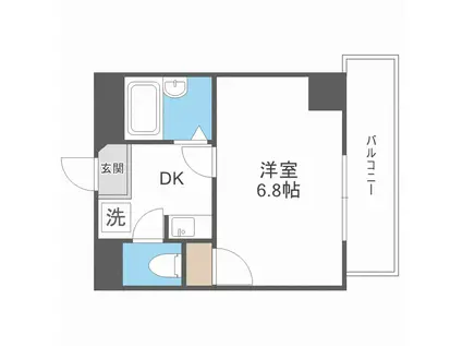 ゆずり葉(1K/6階)の間取り写真