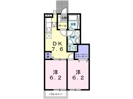 カーサエテルノB(2DK/1階)の間取り写真