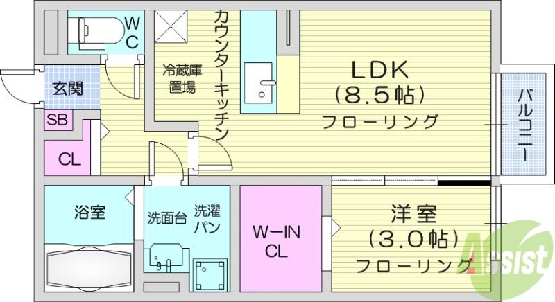 ドリームヒルズB(1LDK/1階)の間取り写真