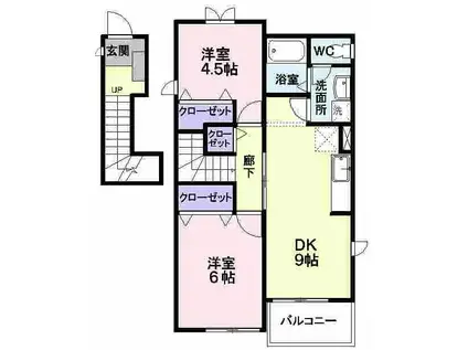 ベル レーブ(2DK/2階)の間取り写真