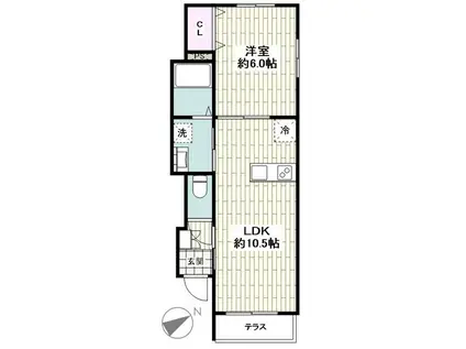 メゾン・ド・マルス(1LDK/1階)の間取り写真