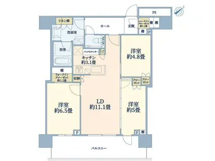 コスギ サード アヴェニュー ザ・レジデンス(3LDK/14階)の間取り写真