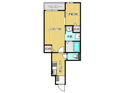 BUENA笹口III(1LDK/1階)の間取り写真