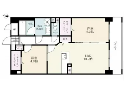 SOPHIA21堀川(2LDK/3階)の間取り写真