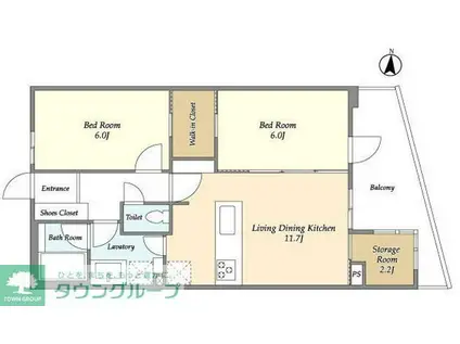 グランカーサ川崎生田(2SLDK/2階)の間取り写真