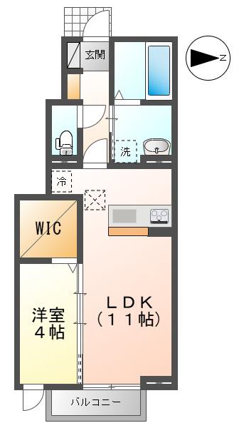 グランディイグニスVI(1LDK/1階)の間取り写真