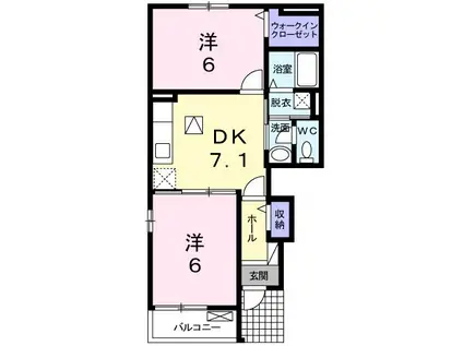 ヴィータ セレーナ II(2DK/1階)の間取り写真