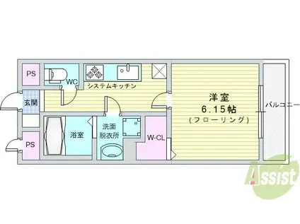 リコルテ SANBURAITONESU(1K/1階)の間取り写真