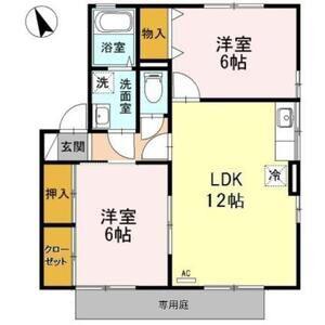 フローラルコートB(2LDK/1階)の間取り写真