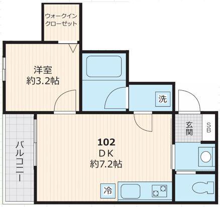 IKIひばりが丘(1DK/2階)の間取り写真