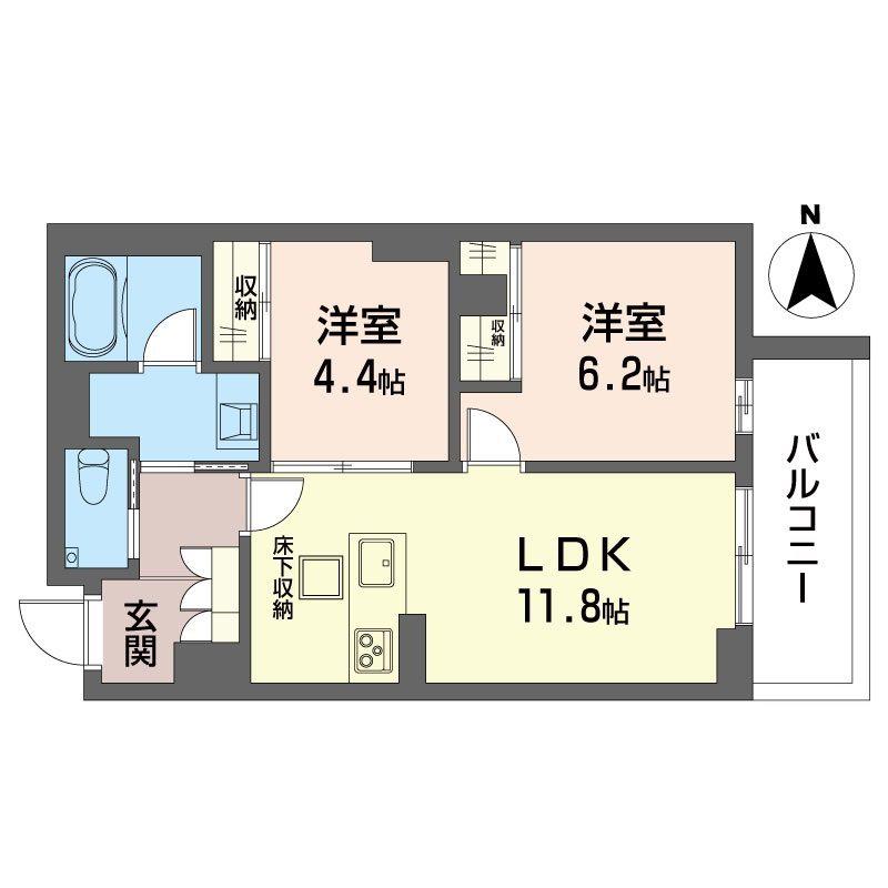 ベルクール(2LDK/1階)の間取り写真