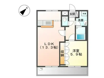 POPPY西原(1LDK/1階)の間取り写真