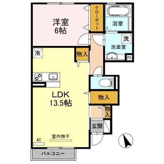 グランドコートI(1LDK/1階)の間取り写真