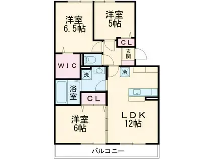 クレールアソウ(3LDK/2階)の間取り写真